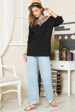 Celeste Full Size Leopard Braided Strap Long Sleeve T-Shirt