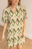 Geometric Grove Green Dress