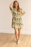 Geometric Grove Green Dress