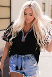 Bohemian Tassel Half Puff Sleeve Top