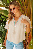 Bohemian Tassel Half Puff Sleeve Top