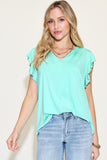 Basic Bae Full Size Bamboo Notched Ruffled Short Sleeve T-Shirt