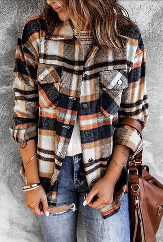 Orange & Navy Shacket