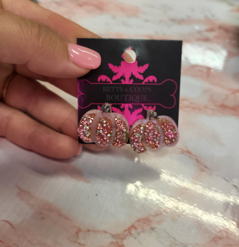 Pink Pumpkin Studs