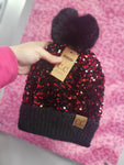 Red & Black Sequin CC Beanie