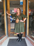 Tiered Olive Green Dress