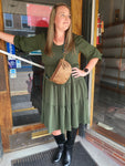 Tiered Olive Green Dress