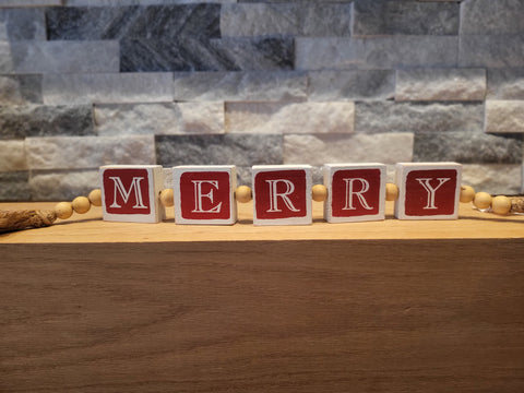 Merry Beaded Sign with beads 19"
