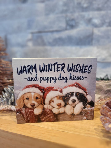 Puppy Dog Kisses Wood Sign