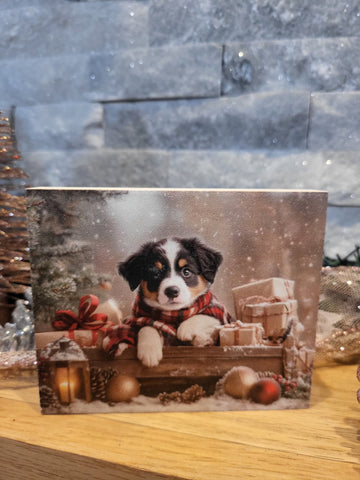 Christmas Dog Wood Sign