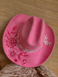 Floral Suede Fedora with pearls