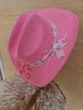 Floral Suede Fedora with pearls
