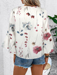 Ruffled Printed V-Neck Half Sleeve Blouse