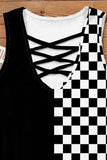 Crisscross Checkered Wide Strap Tank