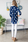 Heimish Full Size Roll-Tab Sleeve Star Print Top