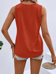 Full Size Decorative Button V-Neck Tank