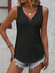 Eyelet V-Neck Wide Strap Tank