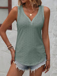 Eyelet V-Neck Wide Strap Tank