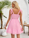 Tied Ruffled V-Neck Sleeveless Mini Dress