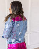 Cheetah Rhinestone Denim Jacket