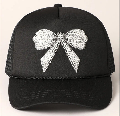 Rhinestone & Pearl Bow Hat