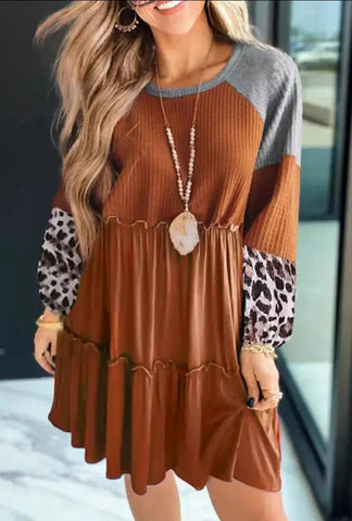 Pumpkin Leopard Dress