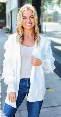 White Fringe Cardigan