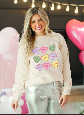 Fleece Conversation Hearts Sweatshirt