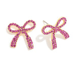 Pink Bow Stud Earrings