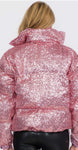 Pink Sequin Puffer Jacket