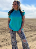 Turquoise Babydoll Top