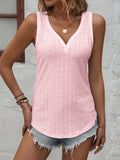 Eyelet V-Neck Wide Strap Tank