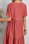 Full Size Ruched V-Neck Short Sleeve Dress