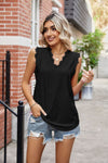 Eyelet Lace Trim Eyelash V-Neck Tank