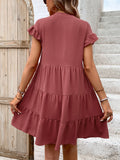 Tiered Notched Flounce Sleeve Mini Dress