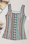 Printed Square Neck Wide Strap Tank