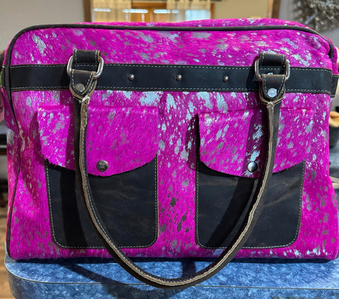 Pink Cowhide Duffle Bag