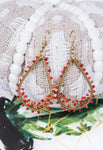 Seed bead Red Teardrop Earrings