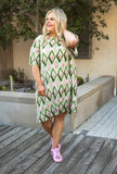 Geometric Grove Green Dress