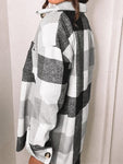 Plaid Pocketed Dropped Shoulder Button Up Jacket