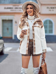 Plaid Dropped Shoulder Teddy Jacket