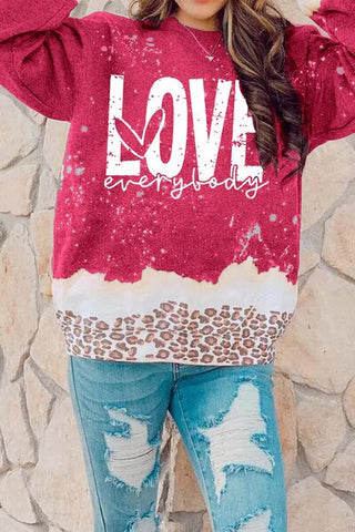 LOVE EVERYBODY Leopard Round Neck Sweatshirt