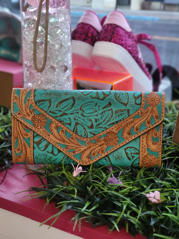 Turquoise Tooled Wallet