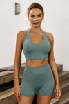 Ribbed Round Neck Wide Strap Active Tank