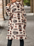 Geometric Pocketed Dropped Shoulder Coat