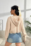 Cable-Knit Dropped Shoulder Hooded Sweater