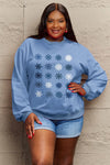 Simply Love Full Size Snowflakes Round Neck Sweatshirt
