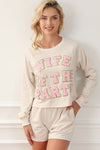 WIFE OF THE PARTY Round Neck Top and Shorts Lounge Set