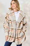 H&T Checked Faux Fur Hooded Jacket